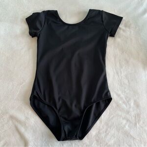 Black Short Sleeve Dance Leotard